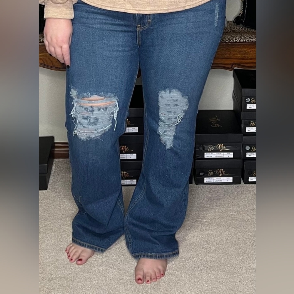 Grace And Emma Jeans Plus Size 18 Distressed Jeans Midrise Curvy NWT